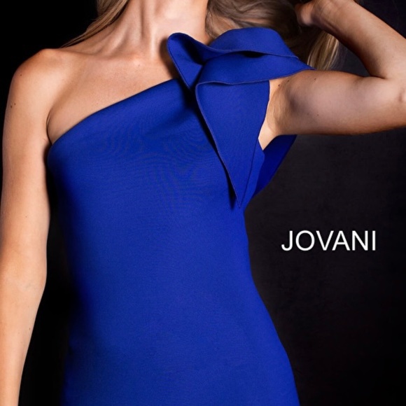 Blue One Shoulder Mermaid Jovani Gown 32602 - Picture 5 of 7